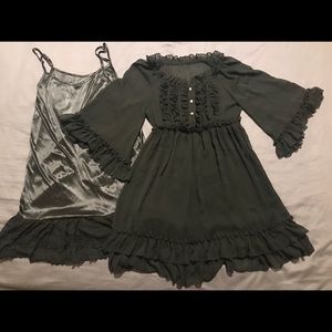 Two piece black chiffon dress